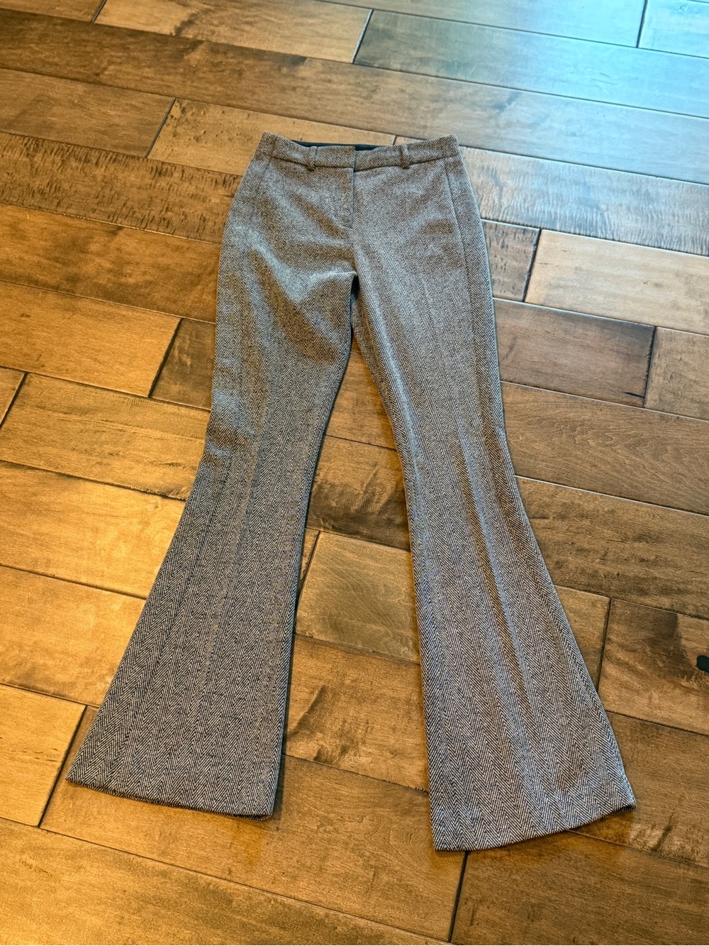 Gray & Blue Patterned Fit & Flare Dress Pants Express  Women 2R